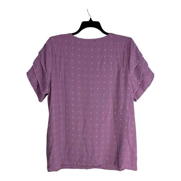 BloomChic Dressy Top Size 18/20 Lilac Polka Dot Petal Sleeve Blouse Flowy Tunic - Picture 3 of 7